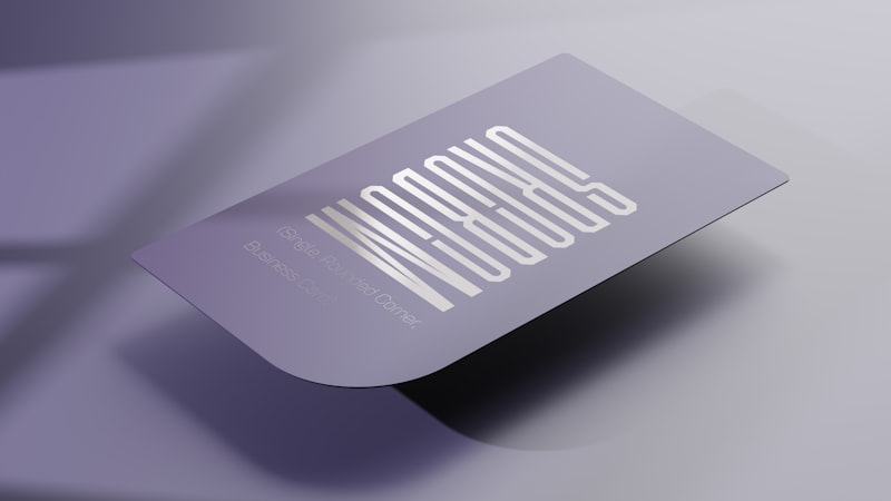 Business card placed on a table surface