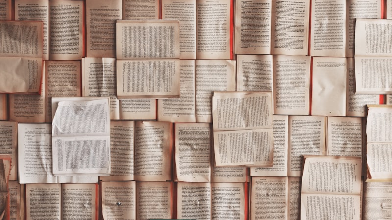 Open book with printed text showing pages up close