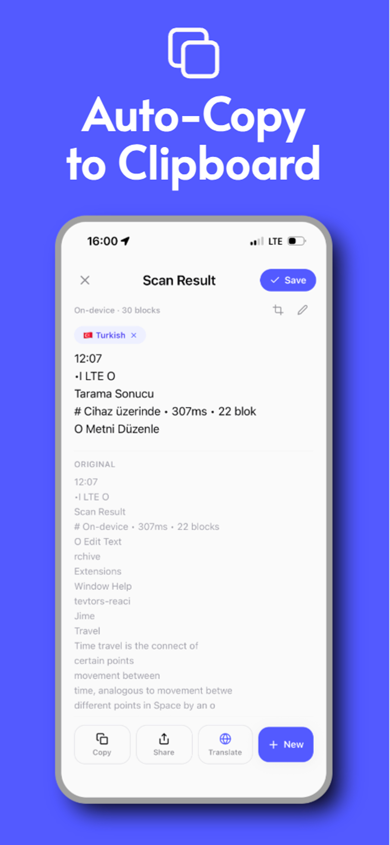 Auto-copy extracted text to clipboard