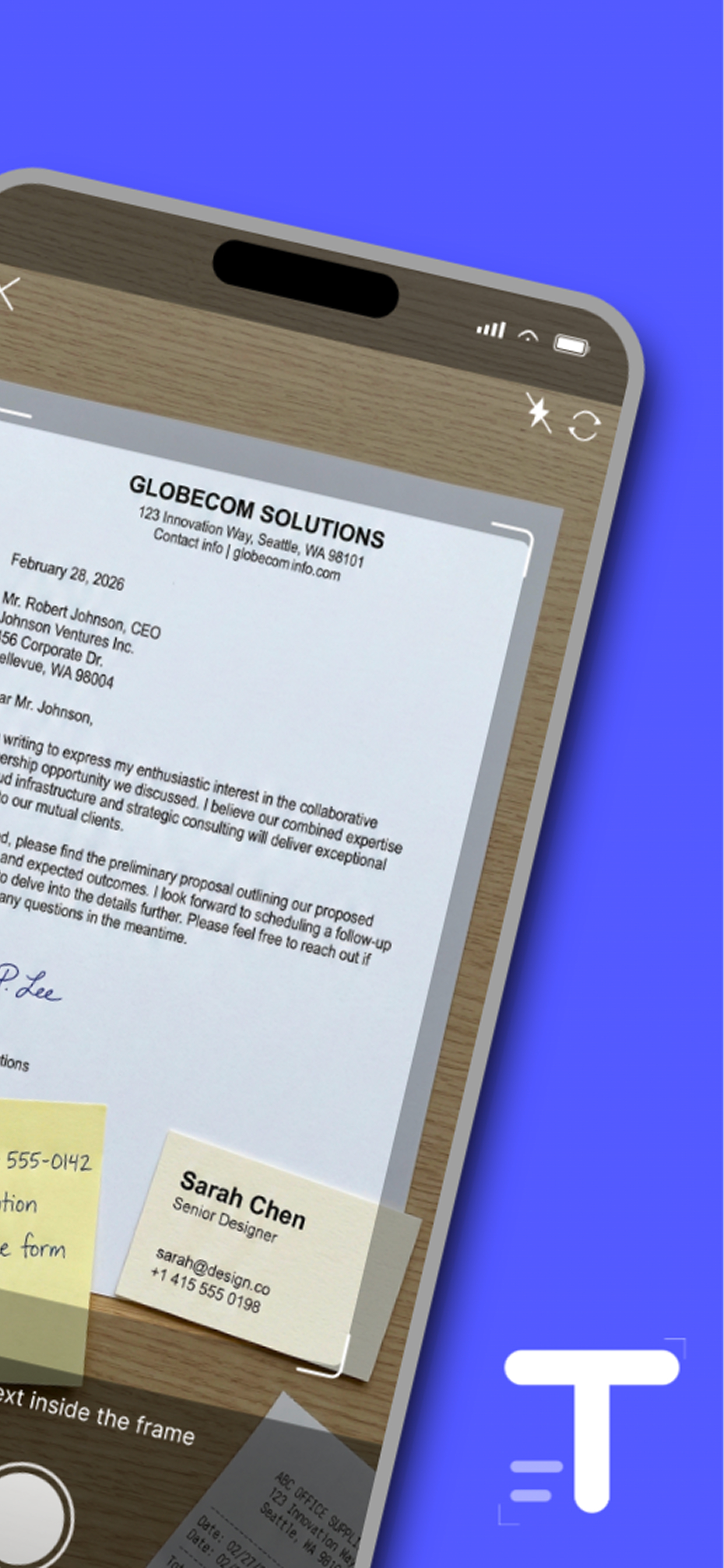 Scanning a document with Textora camera