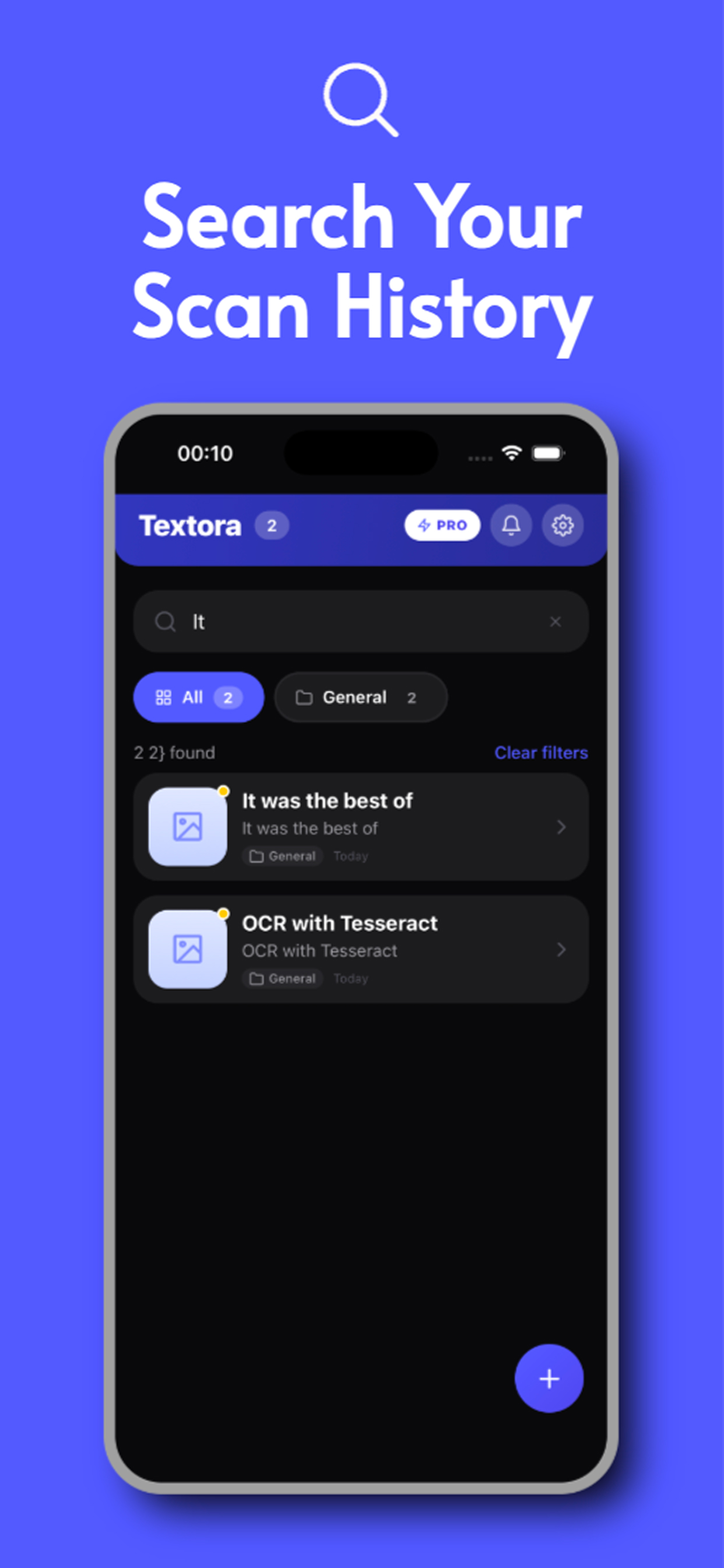 Search your scan history