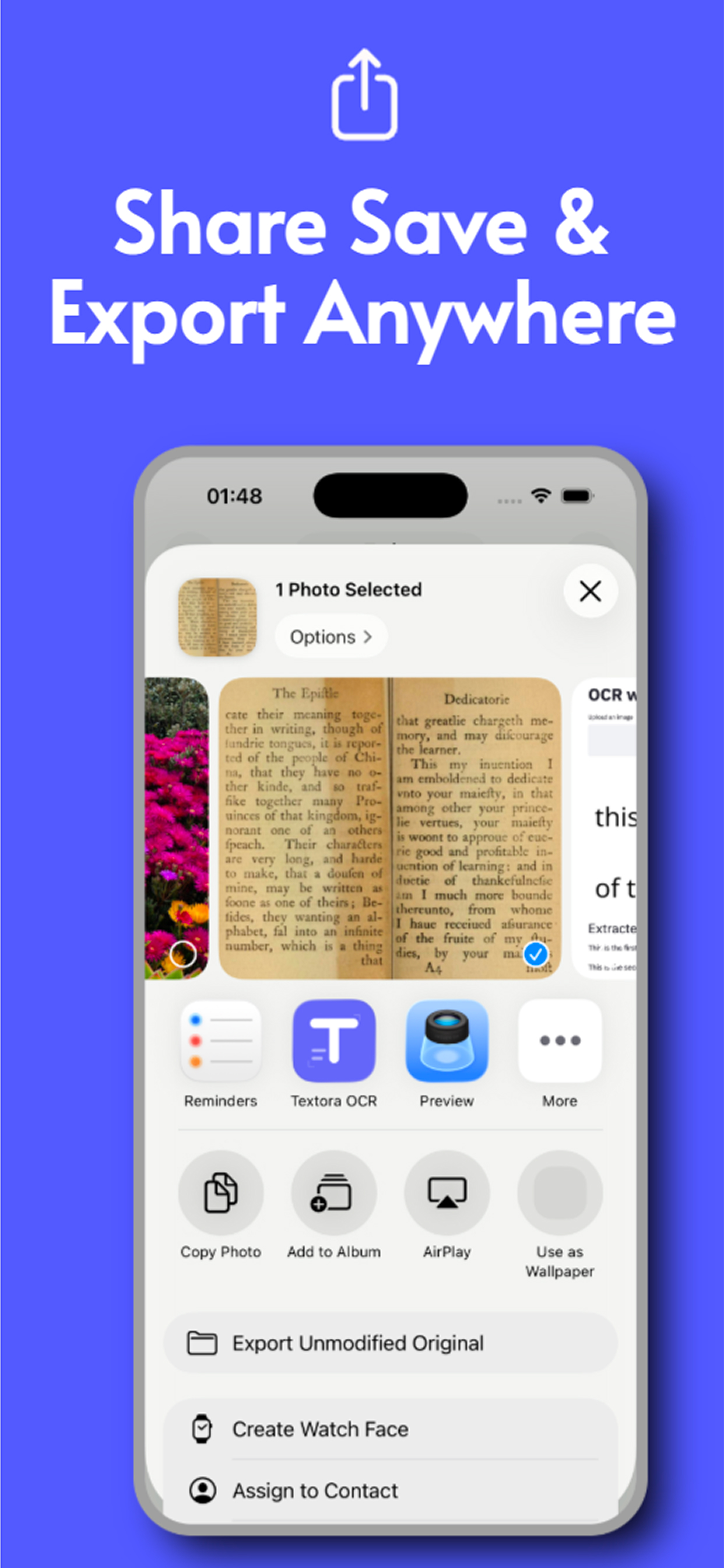 Share save and export anywhere